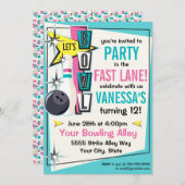 Invitation à une soirée de bowling rétro - Rose (Devant / Derrière)