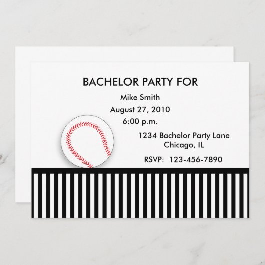 Invitation à une soirée de célibataire noir et bla (Devant / Derrière)