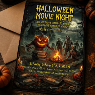 Invitation à une soirée de cinéma Halloween effray