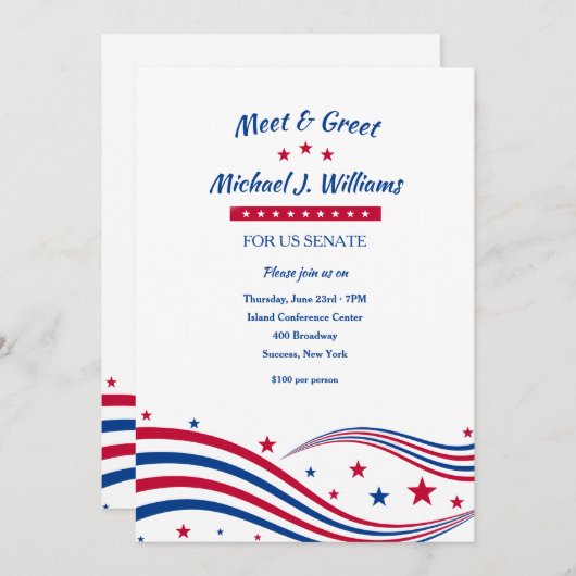 Invitation à une soirée de collecte de fonds Stars (Devant / Derrière)