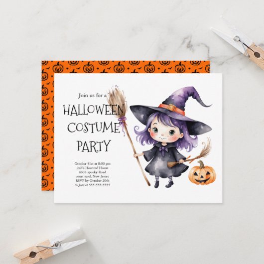 Invitation à une soirée de costumes d'Halloween | (Devant/Arrière en situation)