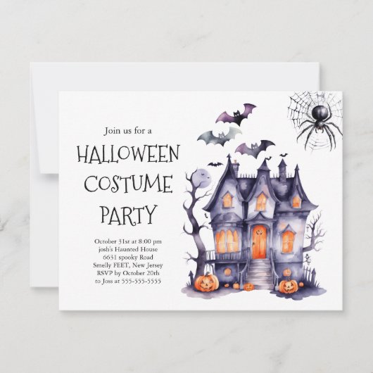 Invitation à une soirée de costumes d'Halloween | (Devant)