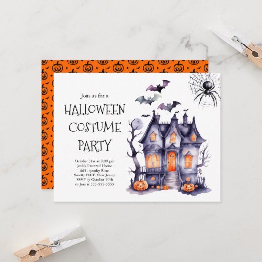 Invitation à une soirée de costumes d'Halloween |  (Devant/Arrière en situation)