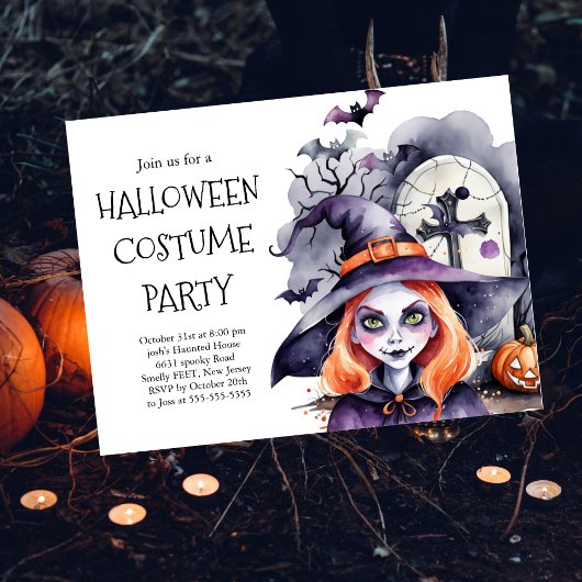 Invitation à une soirée de costumes d'Halloween |