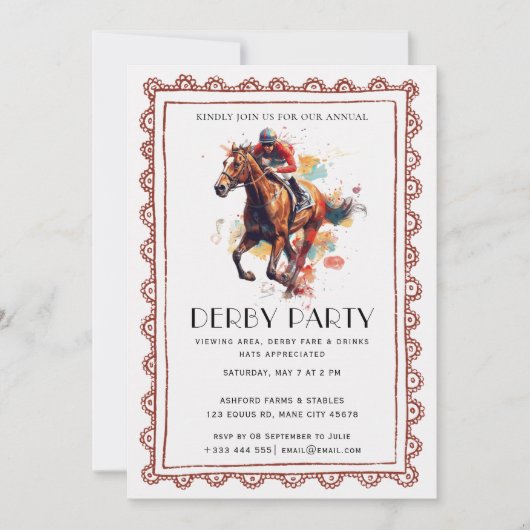 Invitation à une soirée de courses de chevaux (Devant)