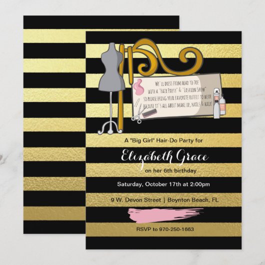 Invitation à une soirée de défilé de mode coiffure (Devant / Derrière)