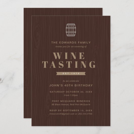 Invitation à une soirée de dégustation de vins (Devant / Derrière)