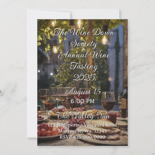 Invitation à une soirée de dégustation de vins (Devant)