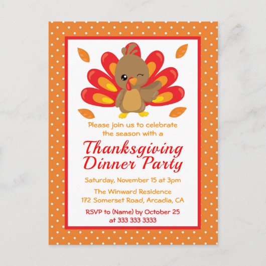 Invitation à une soirée de diner de Thanksgiving a (Devant)