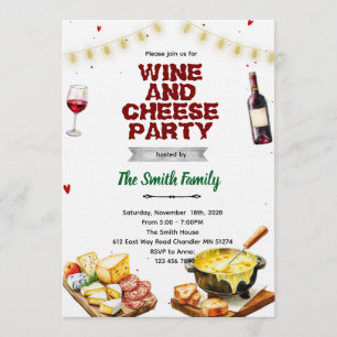 Invitation à une soirée de fondue au fromage et au