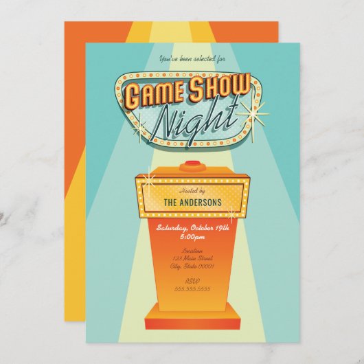 Invitation à une soirée de game Show (Devant / Derrière)