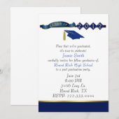 Invitation à une soirée de graduation en bleu et e (Devant / Derrière)