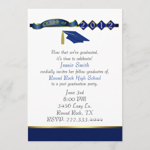 Invitation à une soirée de graduation en bleu et e