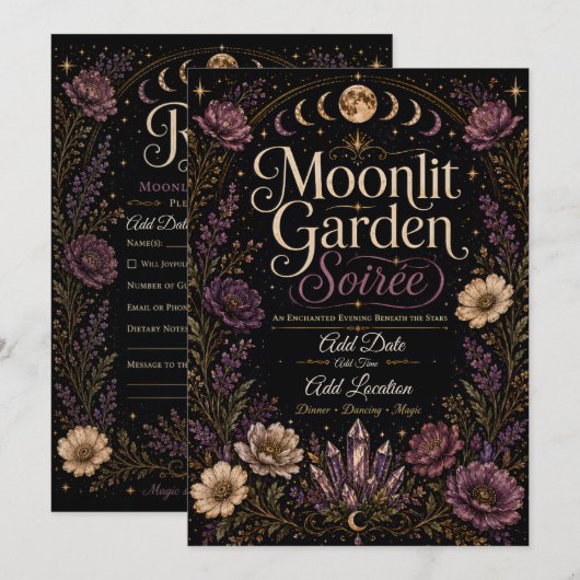 Invitation à une Soirée de Jardin au Clair de Lune (Devant / Derrière)