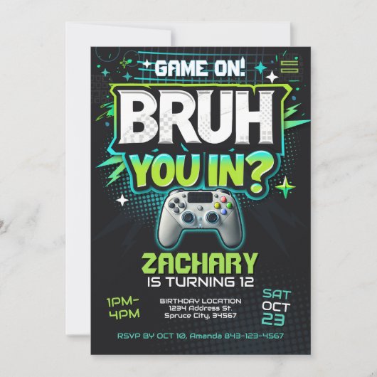 Invitation à une Soirée de Jeu Vidéo Mec (Devant)