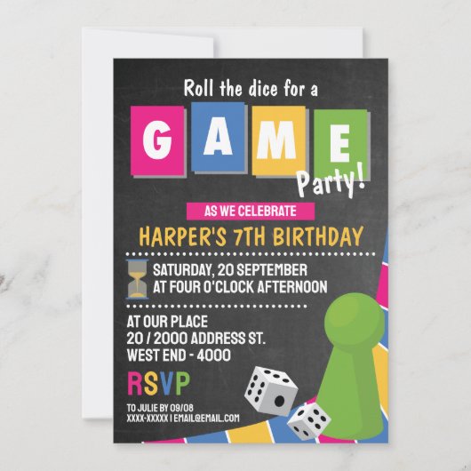 Invitation à une soirée de jeux de société  (Devant)