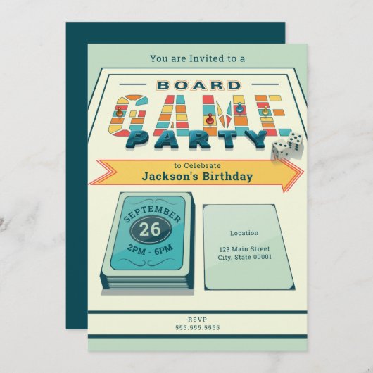 Invitation à une soirée de jeux de société (Devant / Derrière)
