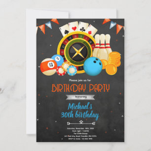Invitation à une soirée de jeux pour anniversaire