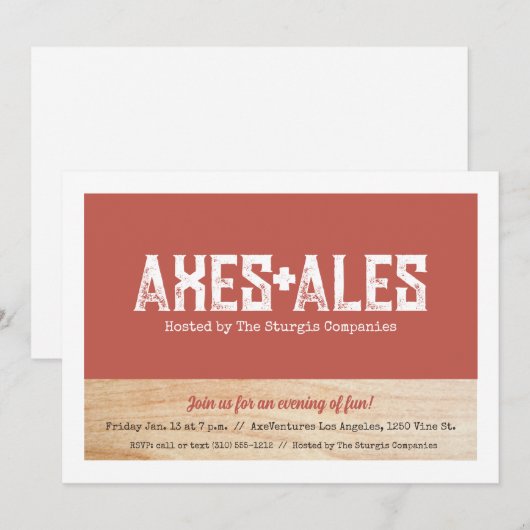 Invitation à une soirée de lancer de hache (Devant / Derrière)