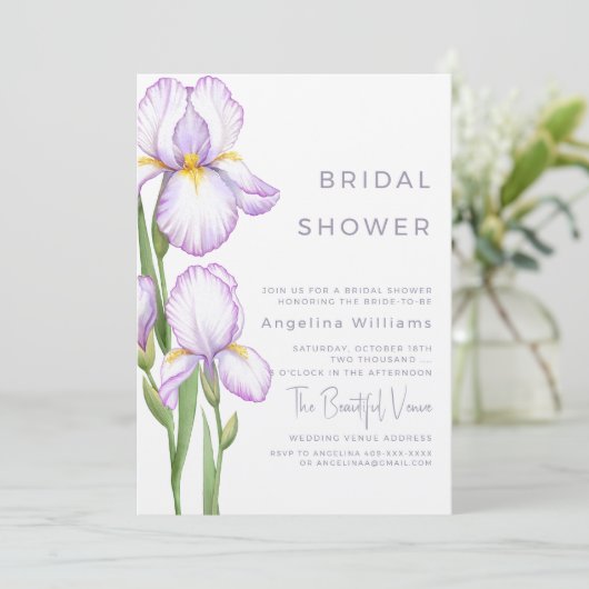 Invitation à une soirée de mariage "Iris délicats" (Debout devant)