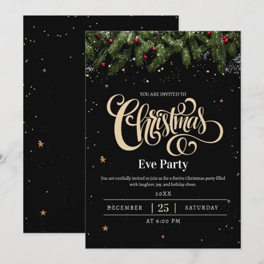 Invitation à une soirée de Noël de fêtes de luxe (Devant / Derrière)