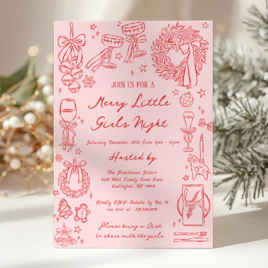 Invitation à une soirée de Noël entre filles