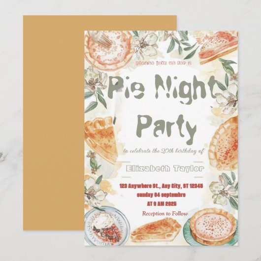 Invitation à une soirée de partage de tartes – Dou (Devant / Derrière)