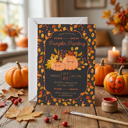 Invitation à une soirée de peinture de citrouilles