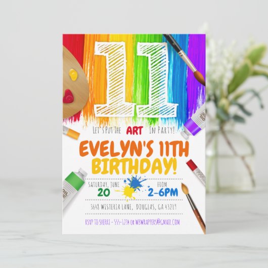 Invitation à une soirée de peinture, fête d'annive (Debout devant)