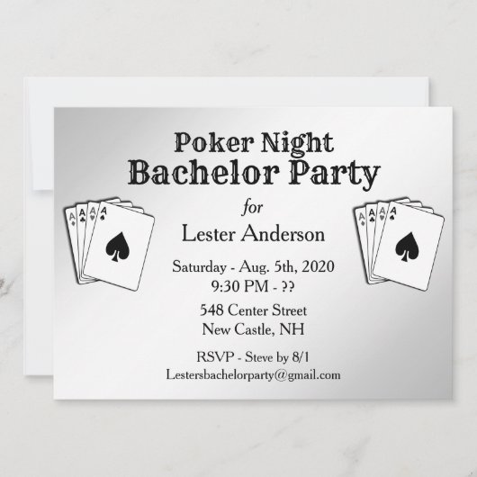 Invitation à une soirée de poker pour enterrement (Devant)