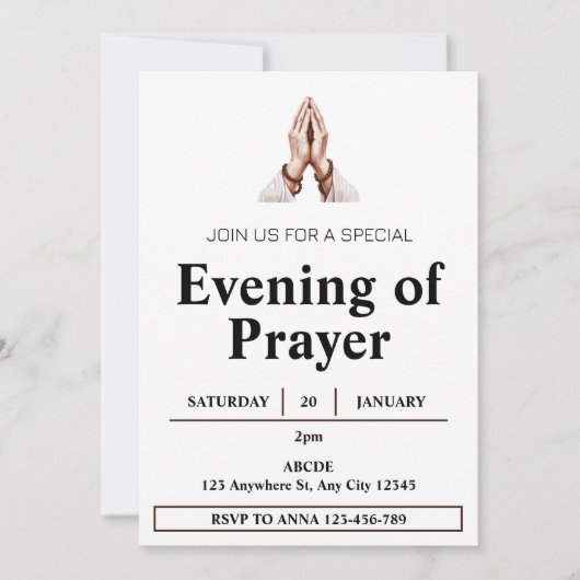 Invitation à une soirée de prière (Devant)