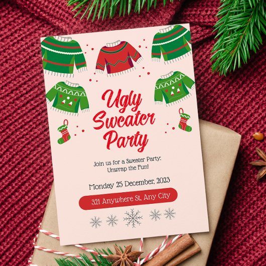 Invitation à une soirée de pulls moches de Noël
