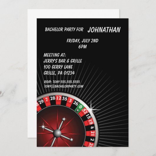 Invitation à une soirée de roulette (Devant / Derrière)
