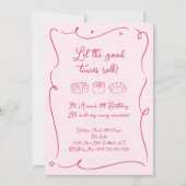 Invitation à une soirée de sushis pour filles rose (Devant)