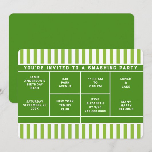 Invitation à une soirée de tennis (Devant / Derrière)