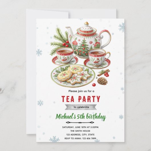 Invitation à une soirée de thé de Noël (Devant)