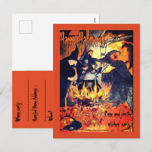 Invitation à une soirée de trois sorcières Hallowe (Devant / Derrière)