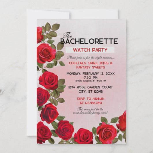 Invitation à une soirée de visionnage de Bachelore (Devant)