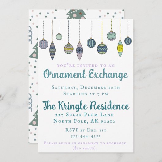 Invitation à une soirée d'échange d'ornements chic (Devant / Derrière)