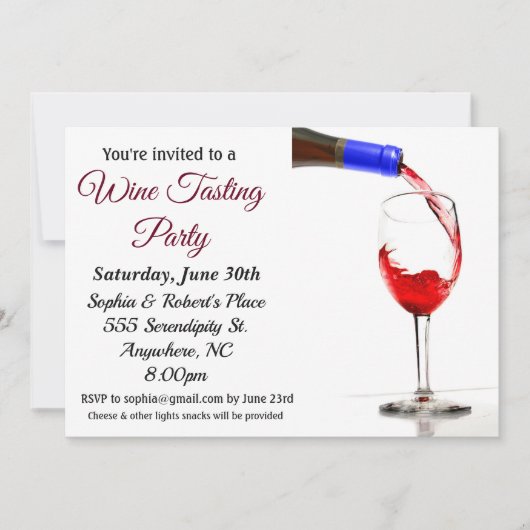 Invitation à une soirée dégustation de vin (Devant)