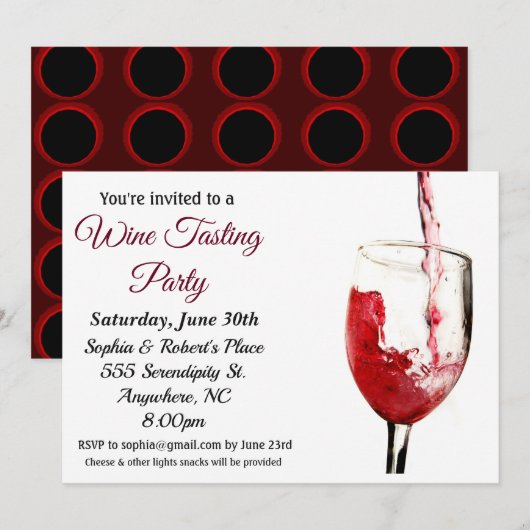 Invitation à une soirée dégustation de vin (Devant / Derrière)