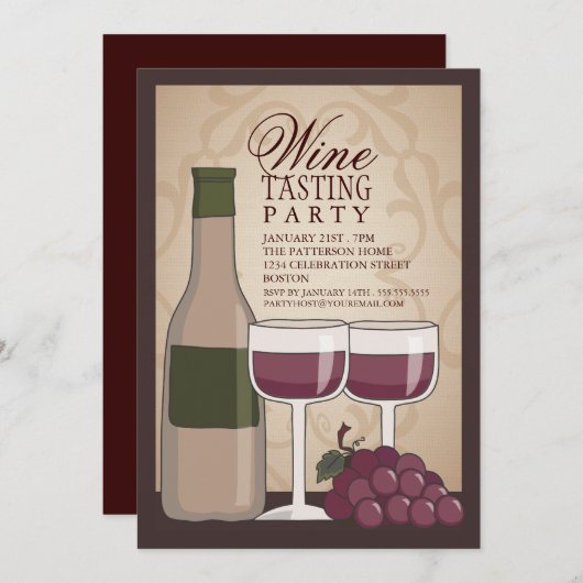 Invitation à une soirée dégustation de vins (Devant / Derrière)