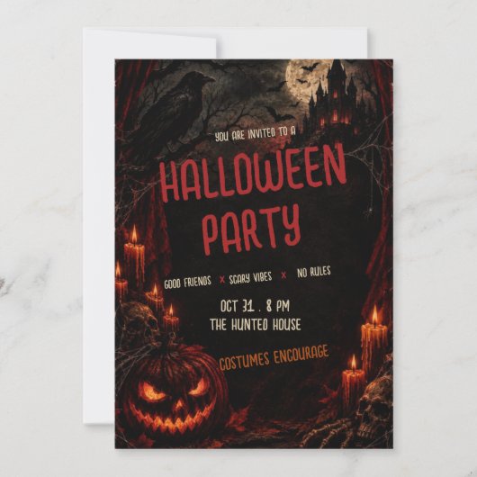 Invitation à une soirée d'Halloween effrayante (Devant)