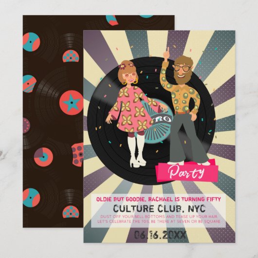 Invitation à une soirée disco rétro (Devant / Derrière)