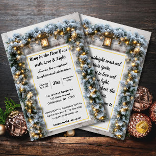 Invitation à une soirée du Nouvel An rustique