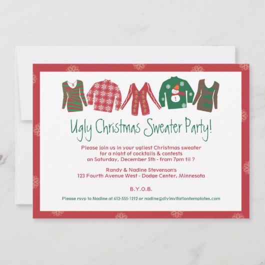 Invitation à une soirée du pull de Noël laid (Devant)