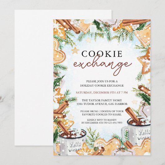 Invitation à une Soirée Échange de Biscuits de Fêt (Devant / Derrière)