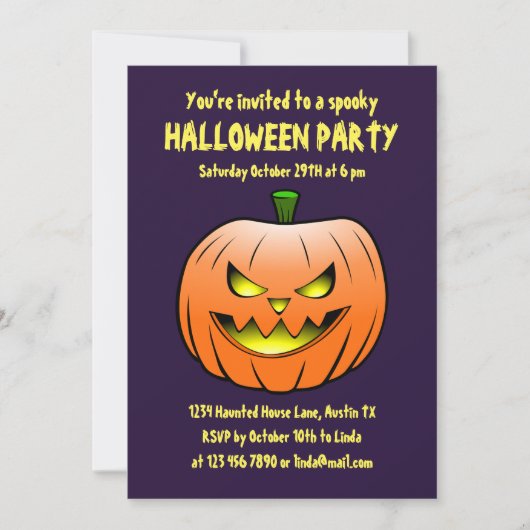 Invitation à une soirée effrayante d'Halloween (Devant)