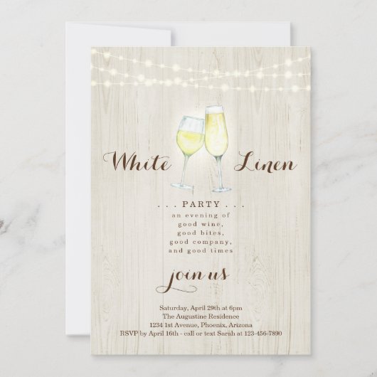 Invitation à une soirée en lin blanc (Devant)