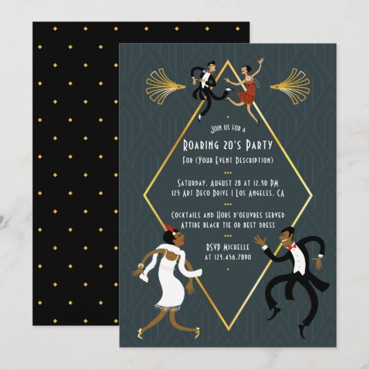 Invitation à une soirée endiablée des années 20 (Devant / Derrière)